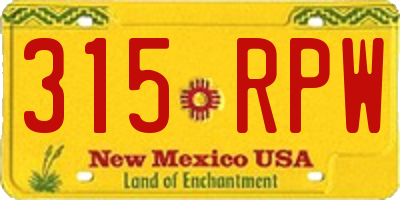 NM license plate 315RPW