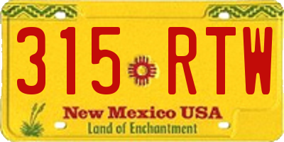 NM license plate 315RTW
