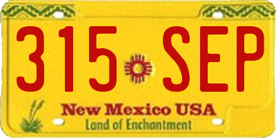 NM license plate 315SEP