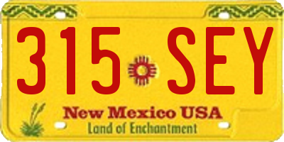 NM license plate 315SEY