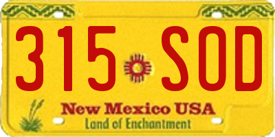 NM license plate 315SOD