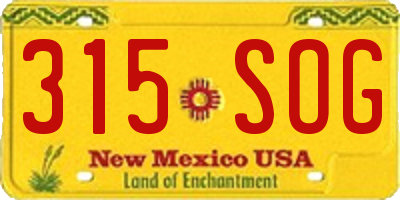NM license plate 315SOG