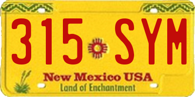 NM license plate 315SYM