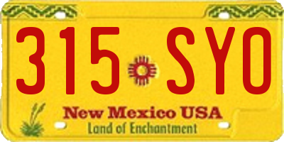 NM license plate 315SYO