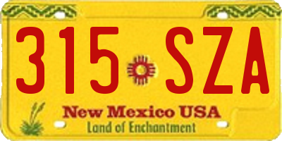 NM license plate 315SZA