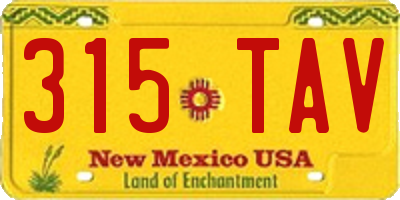 NM license plate 315TAV