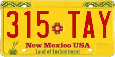 NM license plate 315TAY