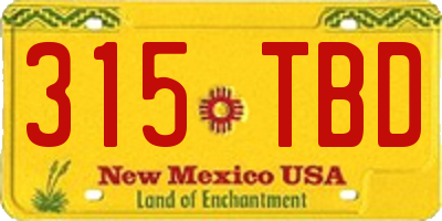 NM license plate 315TBD