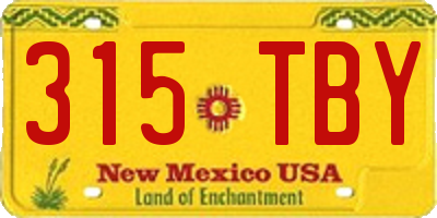 NM license plate 315TBY