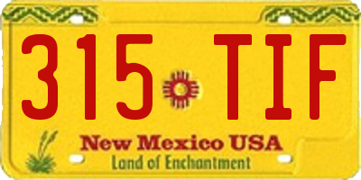 NM license plate 315TIF