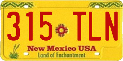 NM license plate 315TLN