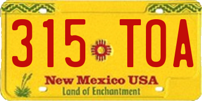 NM license plate 315TOA