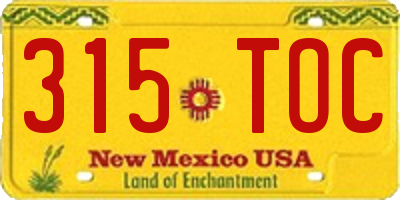 NM license plate 315TOC