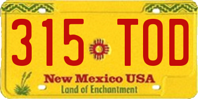NM license plate 315TOD