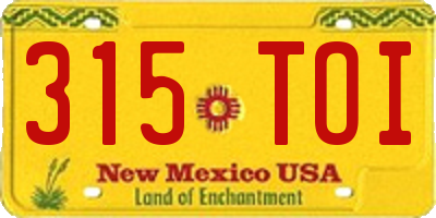 NM license plate 315TOI