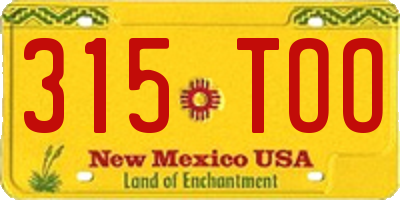 NM license plate 315TOO
