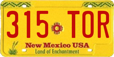NM license plate 315TOR