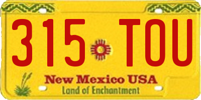 NM license plate 315TOU