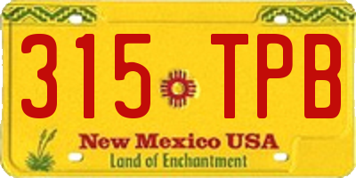 NM license plate 315TPB