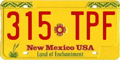 NM license plate 315TPF