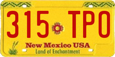 NM license plate 315TPO