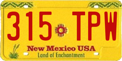 NM license plate 315TPW