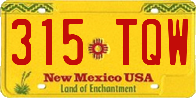 NM license plate 315TQW