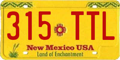 NM license plate 315TTL