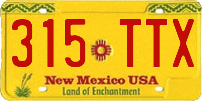 NM license plate 315TTX