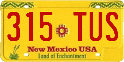 NM license plate 315TUS