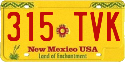 NM license plate 315TVK