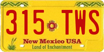 NM license plate 315TWS