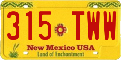 NM license plate 315TWW