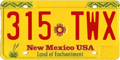 NM license plate 315TWX