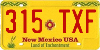 NM license plate 315TXF