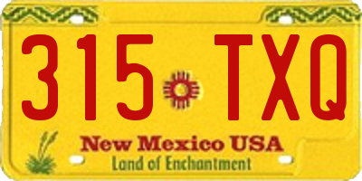 NM license plate 315TXQ