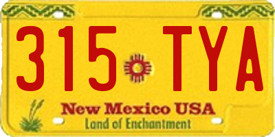 NM license plate 315TYA