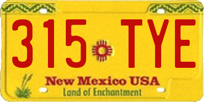 NM license plate 315TYE