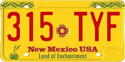 NM license plate 315TYF