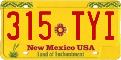 NM license plate 315TYI