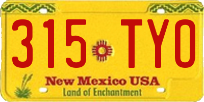 NM license plate 315TYO