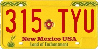 NM license plate 315TYU
