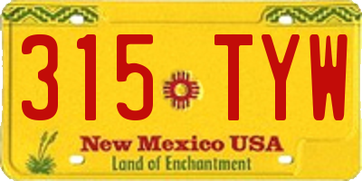 NM license plate 315TYW