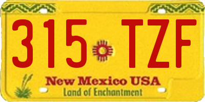 NM license plate 315TZF