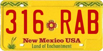NM license plate 316RAB