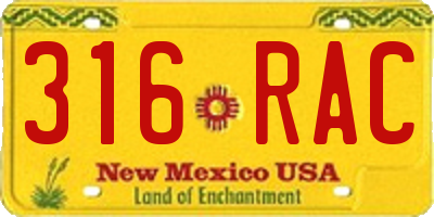 NM license plate 316RAC