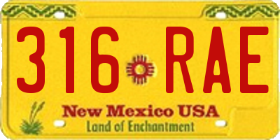 NM license plate 316RAE