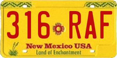 NM license plate 316RAF