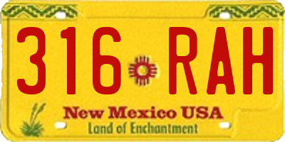 NM license plate 316RAH