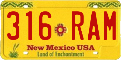 NM license plate 316RAM